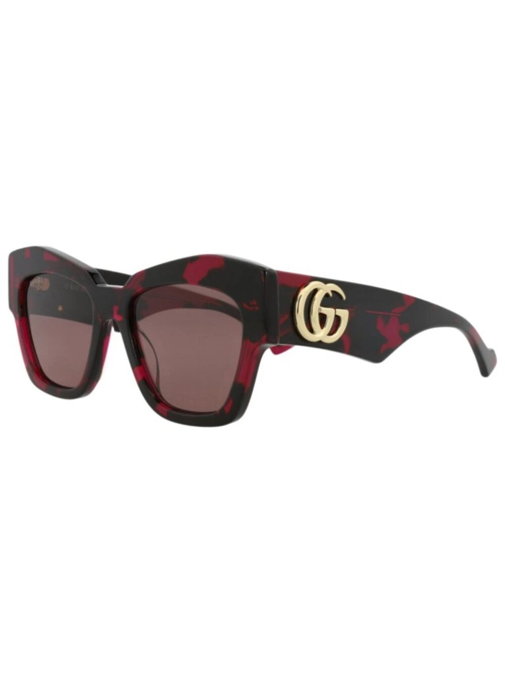 New Gucci Women's Sunglasses Cat Eye Recycled Acetate Frame Havana Havana Brown